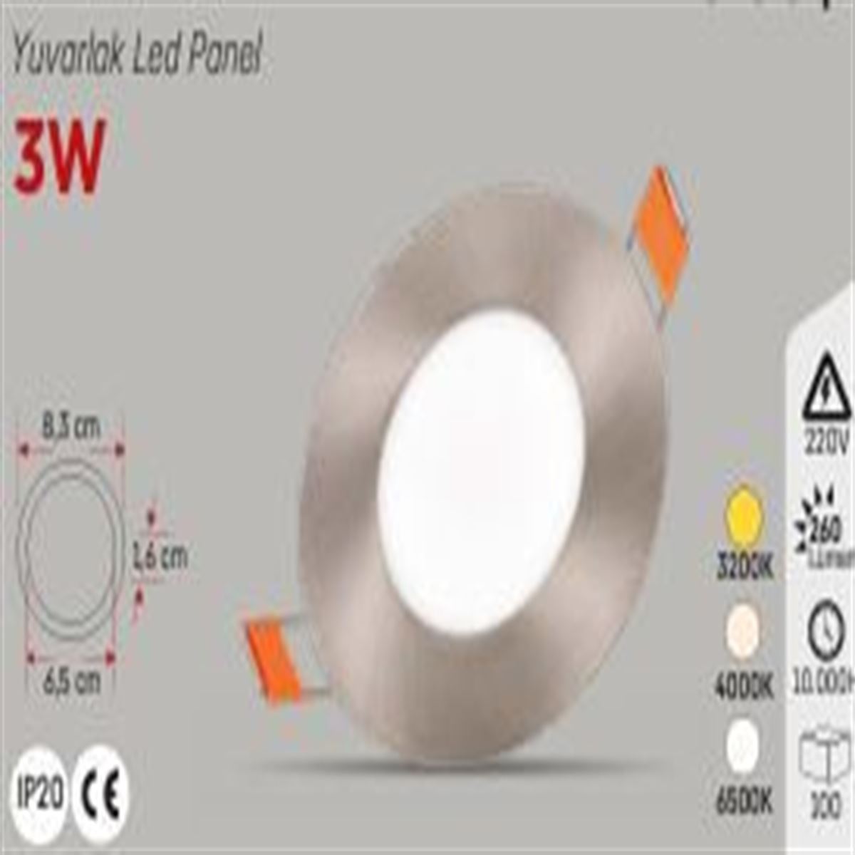 YCL EKO 3W.S.A.YUVARLAK PANEL SATEN KASA 4000K 1